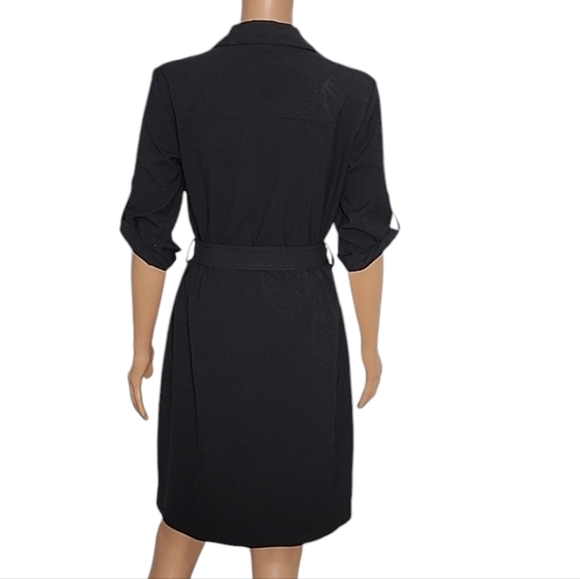 Michael Kors Womens Roll Tab Sleeve Pockets Black‎ Collared Dress Size S Small - Picture 9 of 13